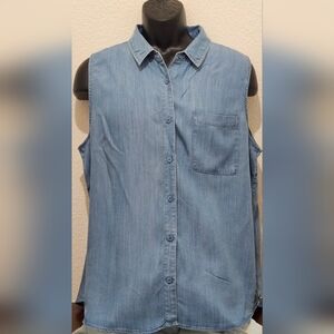 Time and Tru Sleeveless Blue Denim Shirt